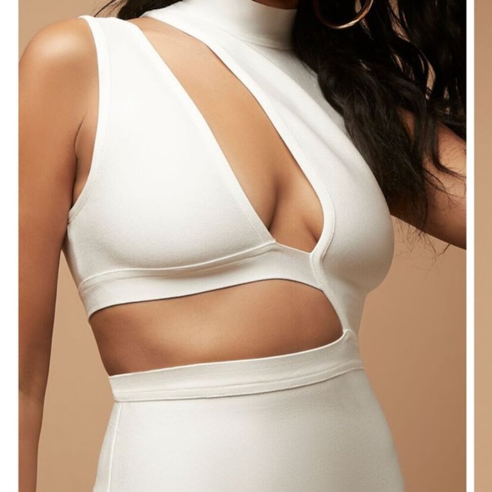 Herve Leger Cutout Bandage White Dress - Picture 4 of 5